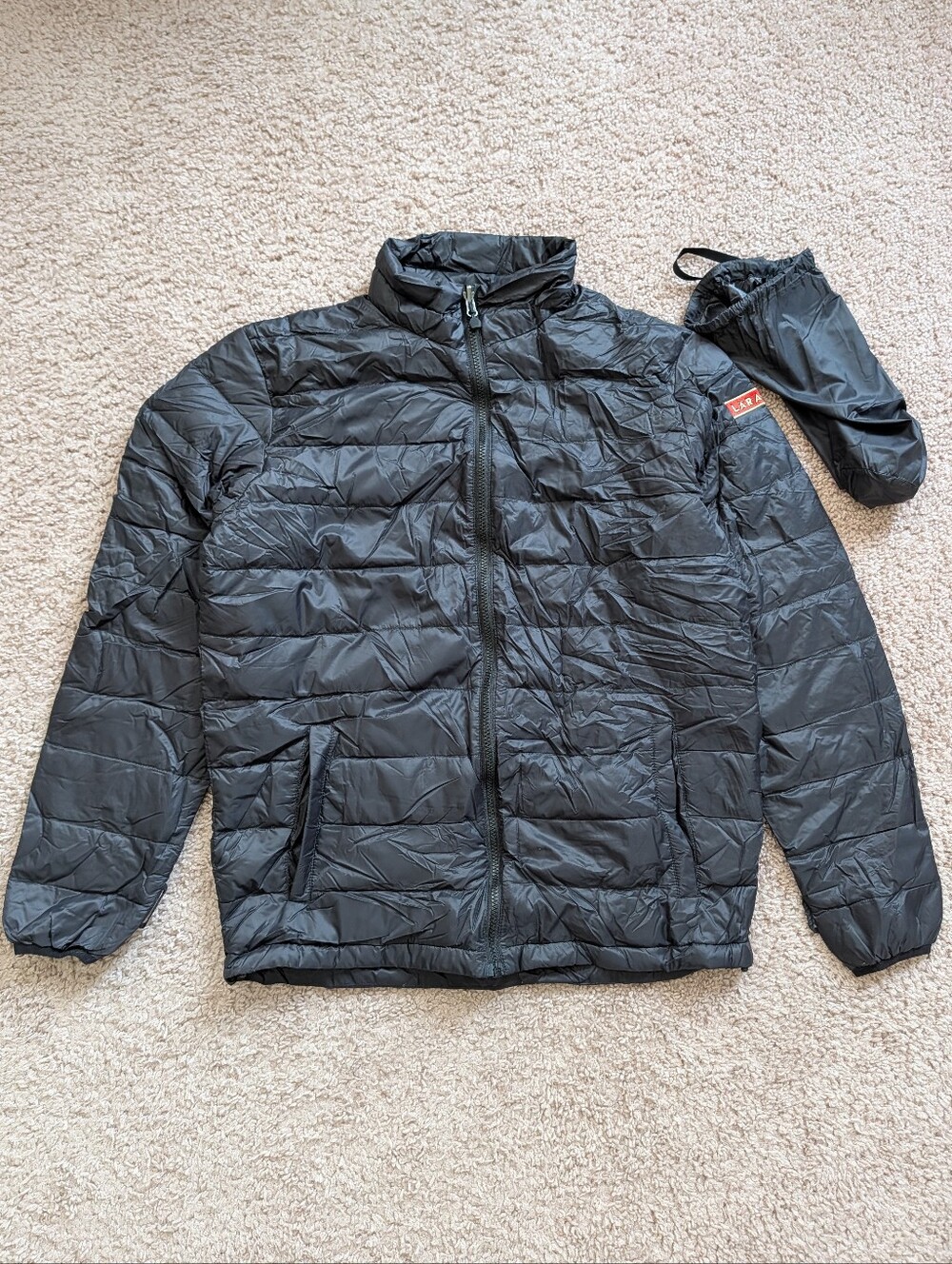 Port Authority Mens Black Duck Down Lightweight Zip Up Puffer Coat Size Medium